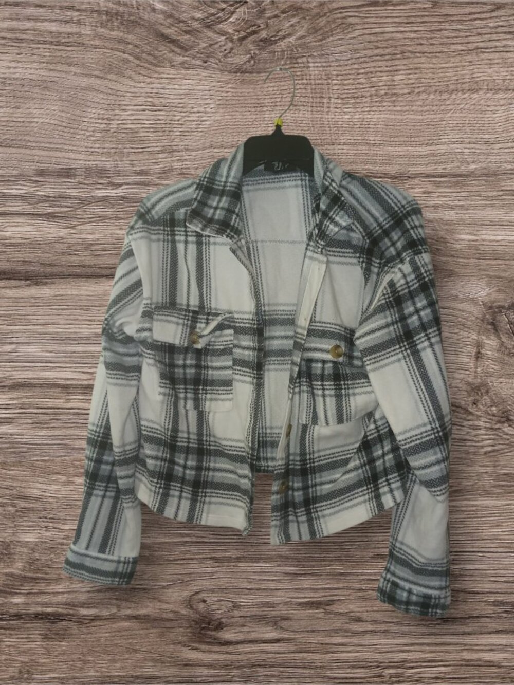 Just Polly New York Plaid Cropped Shacket Jacket Size Medium